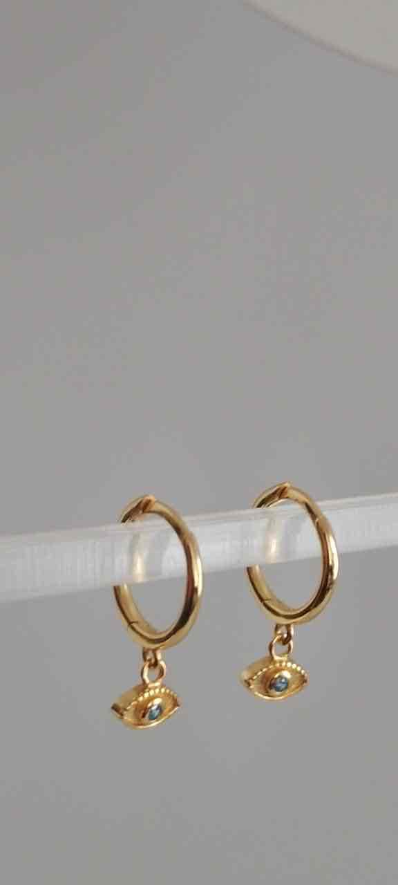 Argollas plata 925 con dije de ojo turco, foto 2 de 5