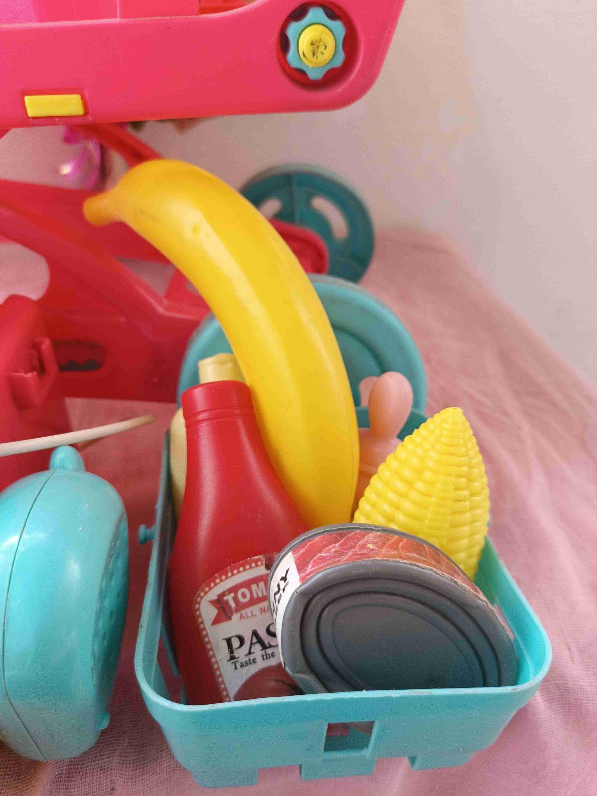 Carrito de compras de juguete con caja registradora y accesorios, foto 3 de 8