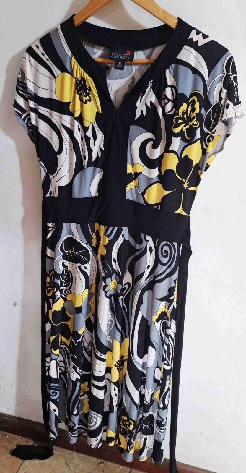 Vestido estampado floral Scarlett negro amarillo, foto 1 de 3