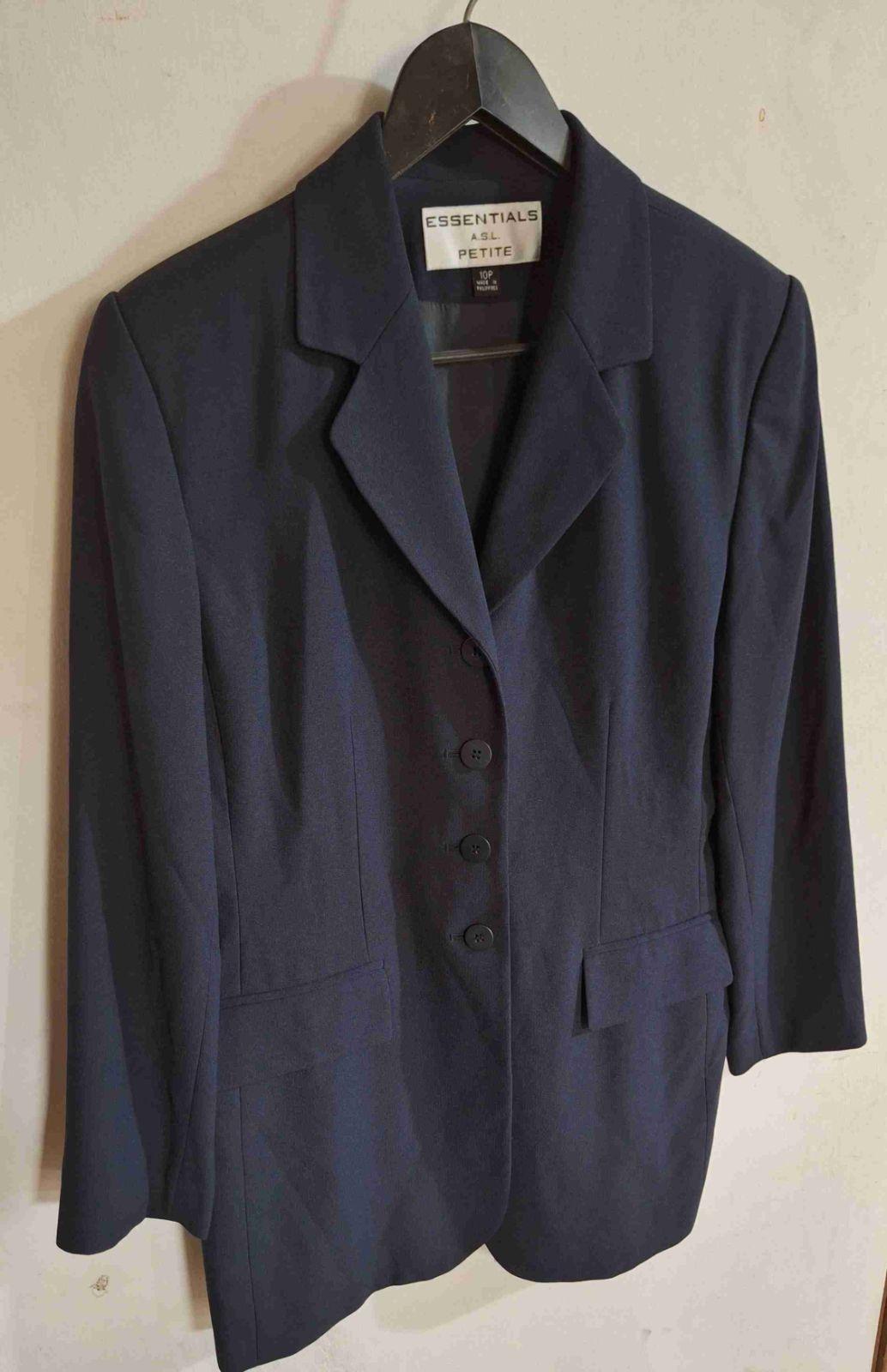 Blazer formal azul oscuro Essentials A.S.L. Petite talla 10P, foto 2 de 2