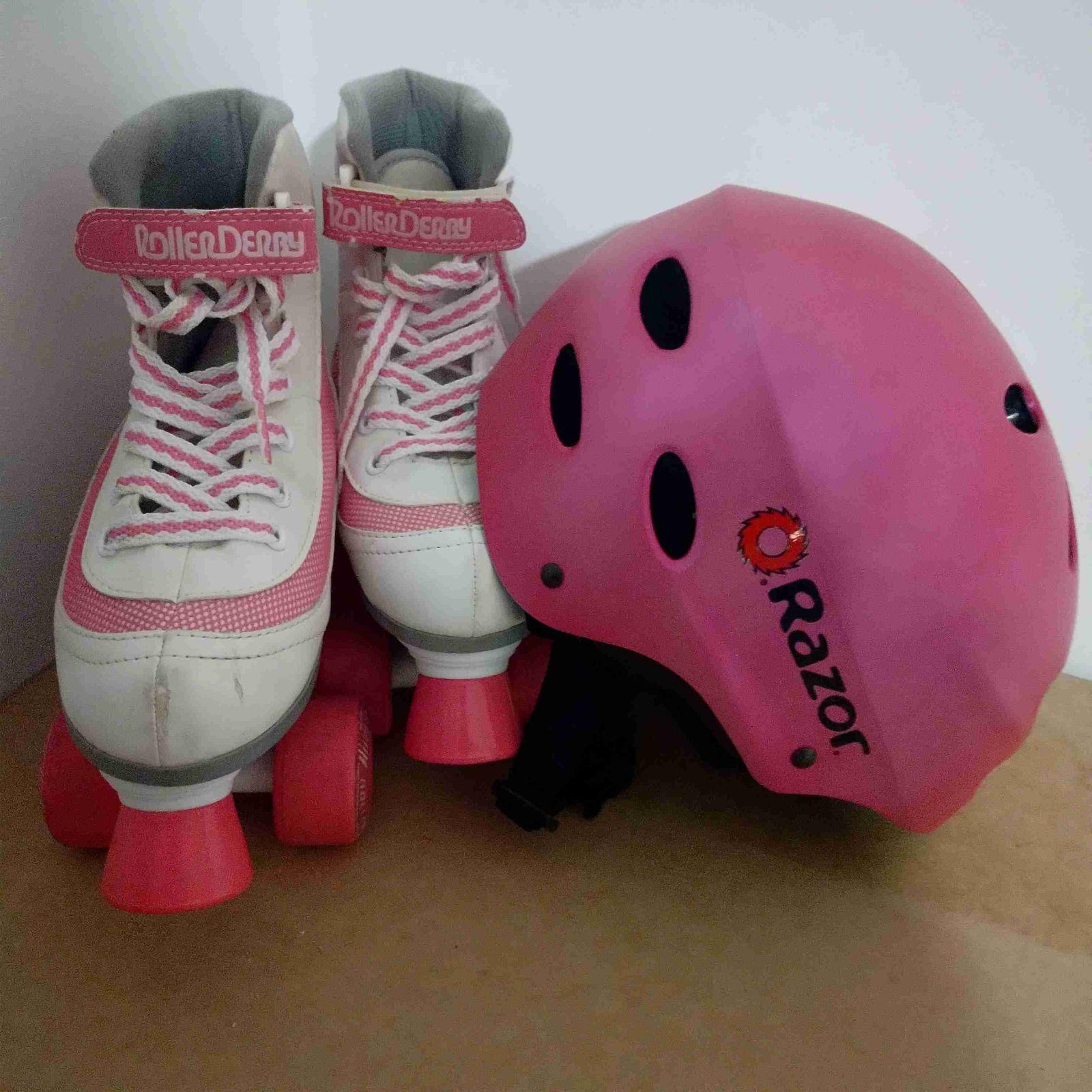 Patines Roller Derby y Casco Razor Rosados, foto 1 de 6