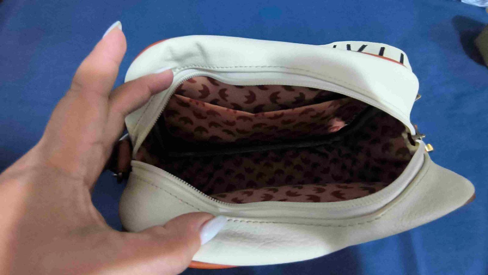 Cartera bandolero Parchita azul y beige modelo NUBA, foto 2 de 4