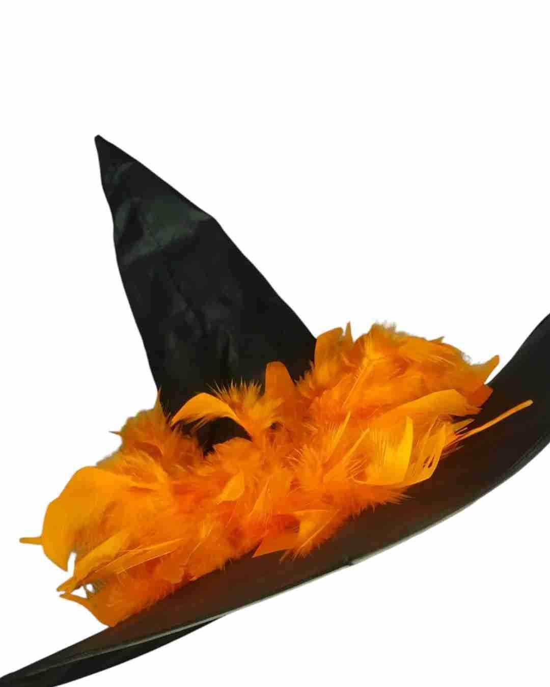 Disfraz de Bruja con Vestido Naranja de Telarañas y Sombrero, foto 3 de 3