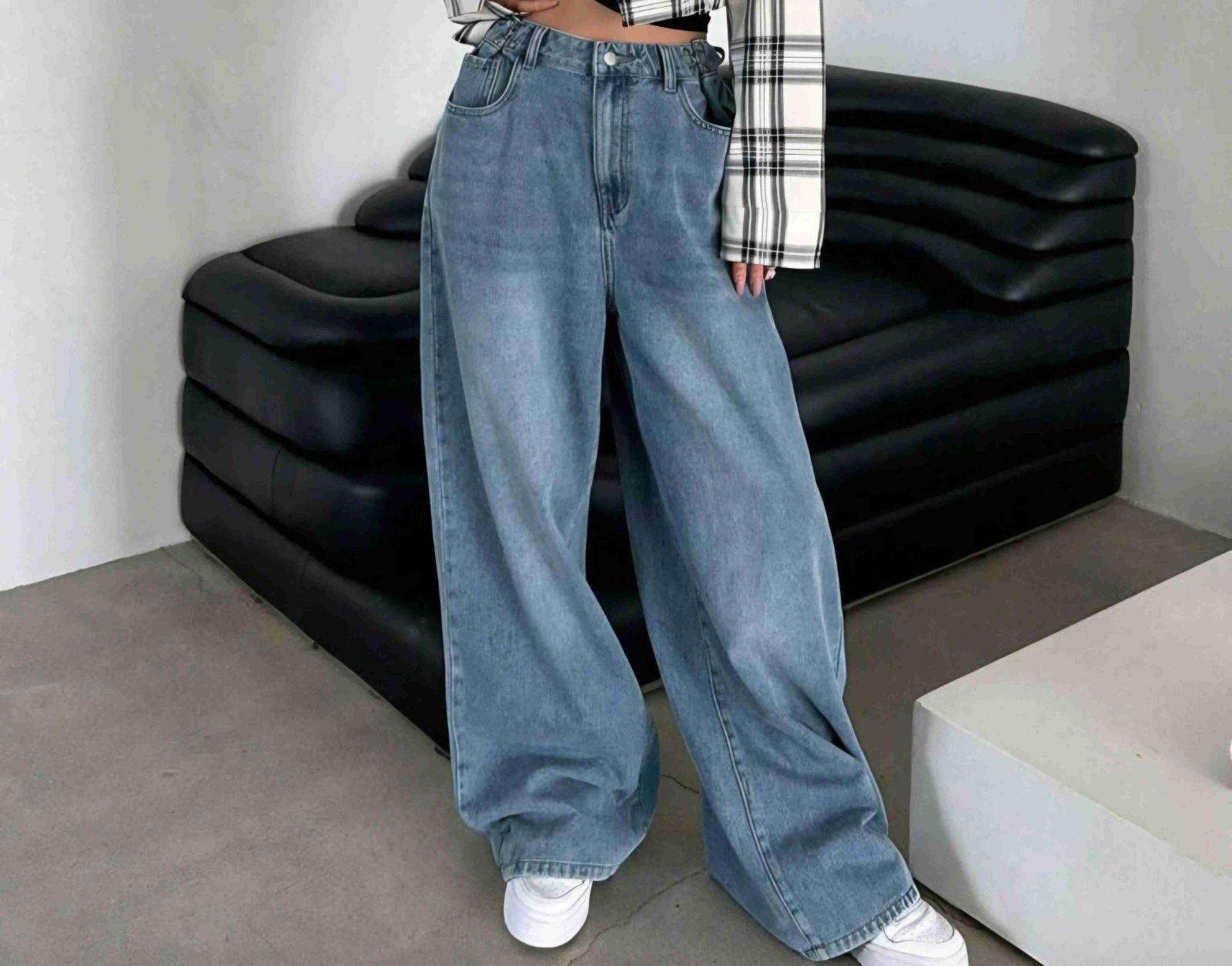 Pantalón de jean azul ancho, foto 2 de 3