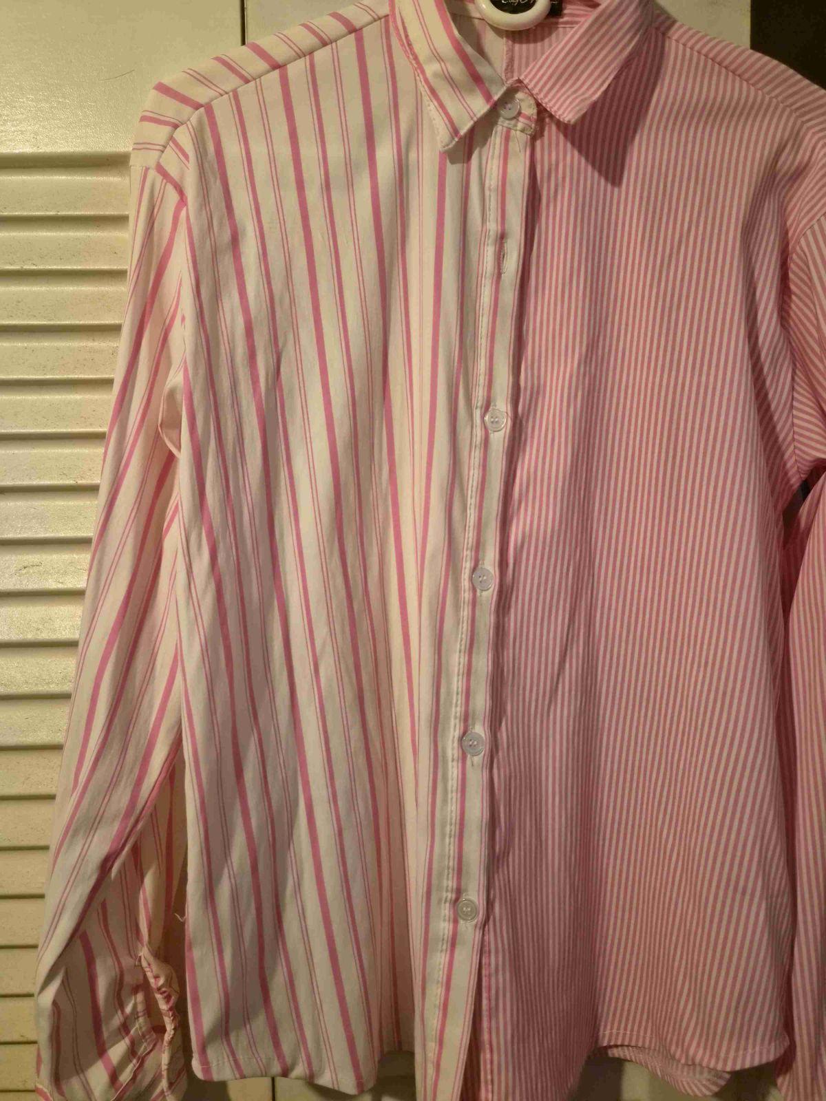 Camisa de vestir rosada y blanca de rayas Cafe7, foto 3 de 4