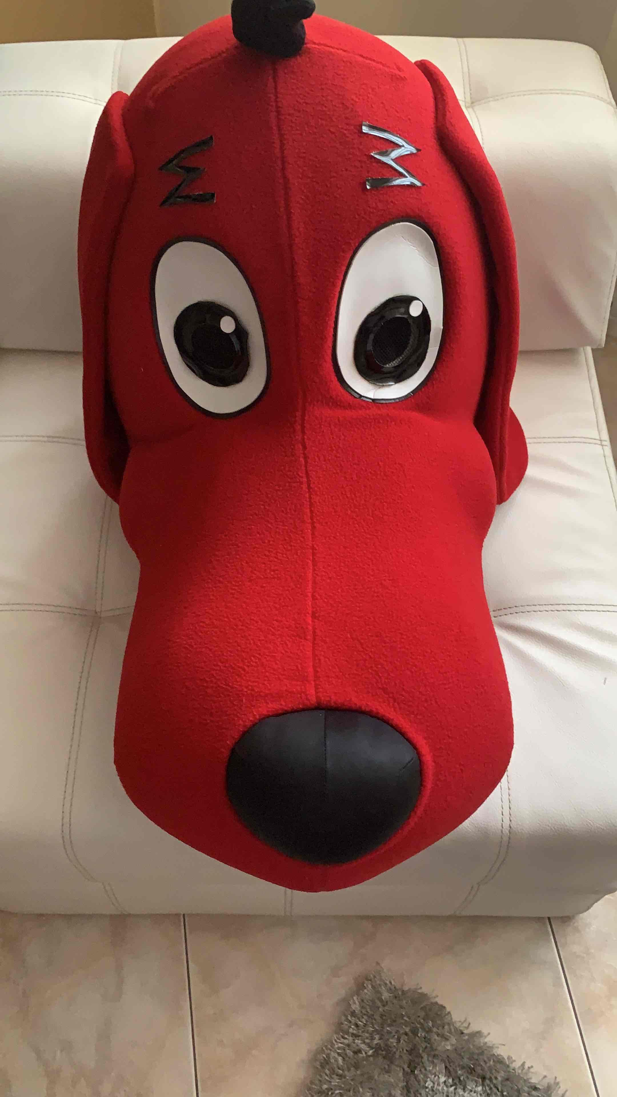 Disfraz de perro rojo corpóreo con cabeza y pies, foto 2 de 7