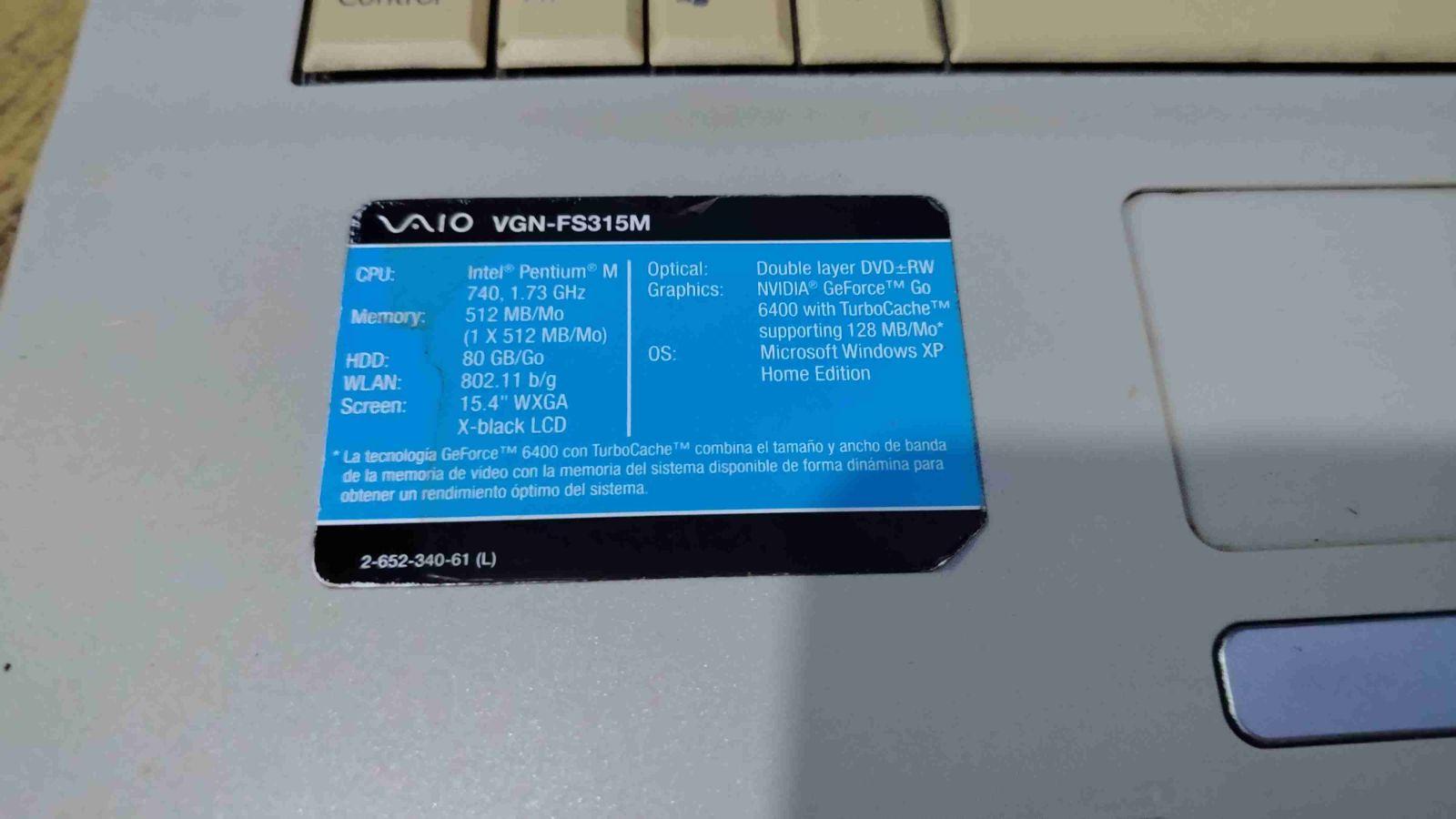 Laptop Sony Vaio VGN-FS315M, foto 4 de 5