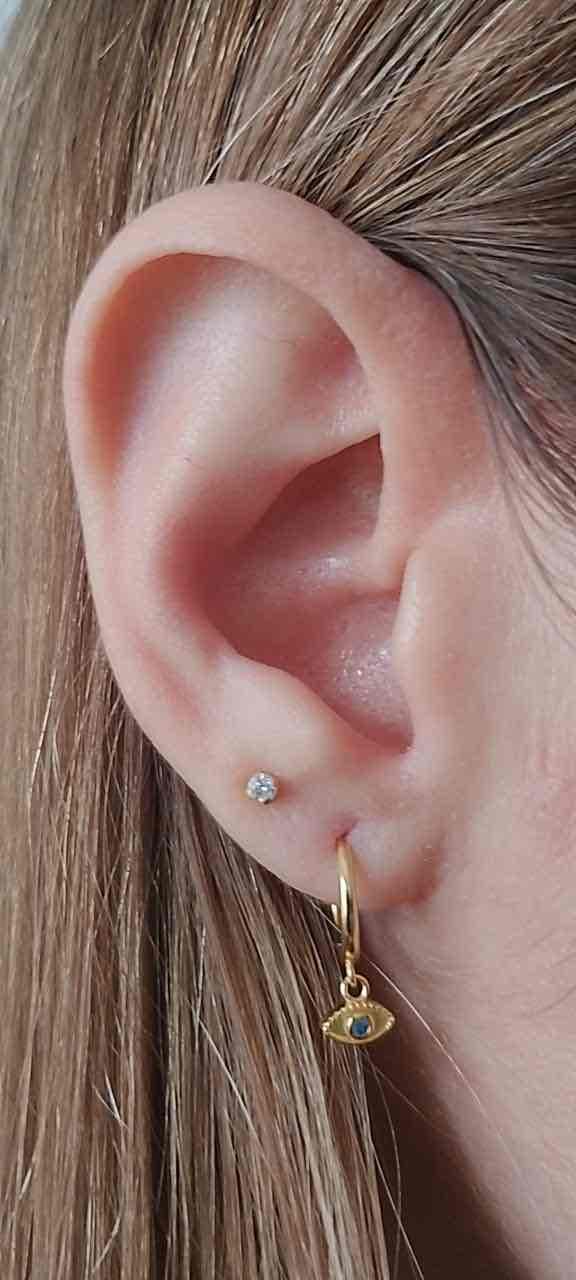 Argollas plata 925 con dije de ojo turco, foto 5 de 5