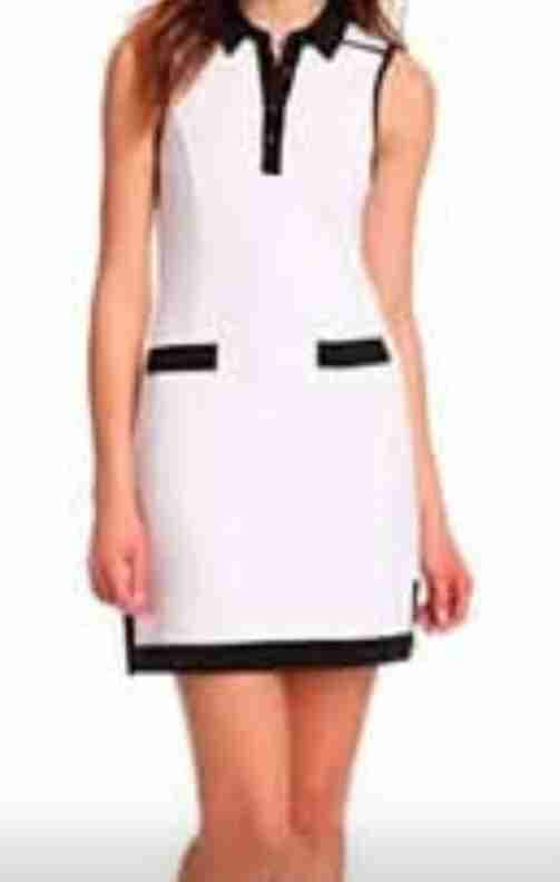 Vestido corto blanco con detalles negros, foto 3 de 3