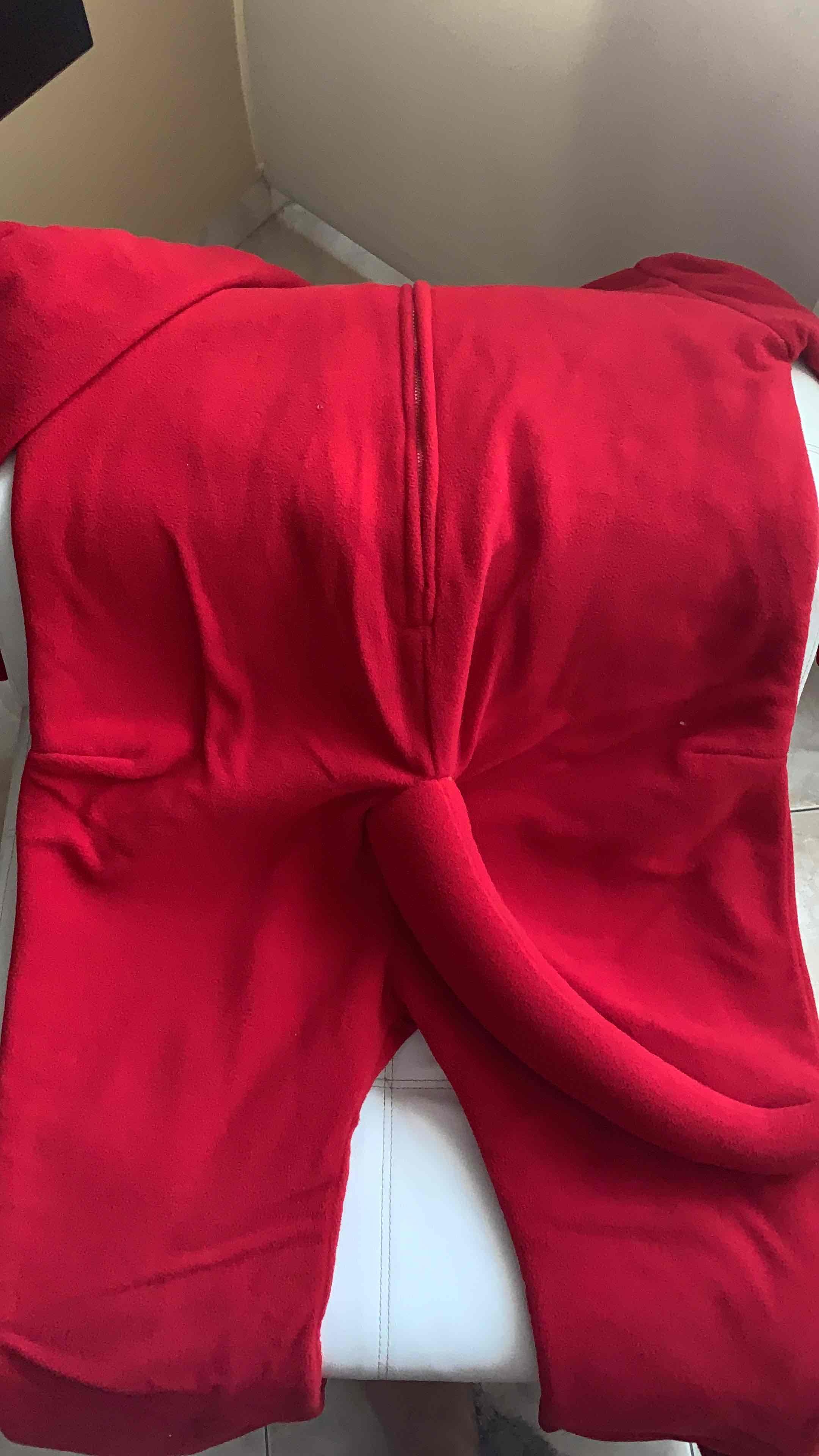 Disfraz de perro rojo corpóreo con cabeza y pies, foto 4 de 7
