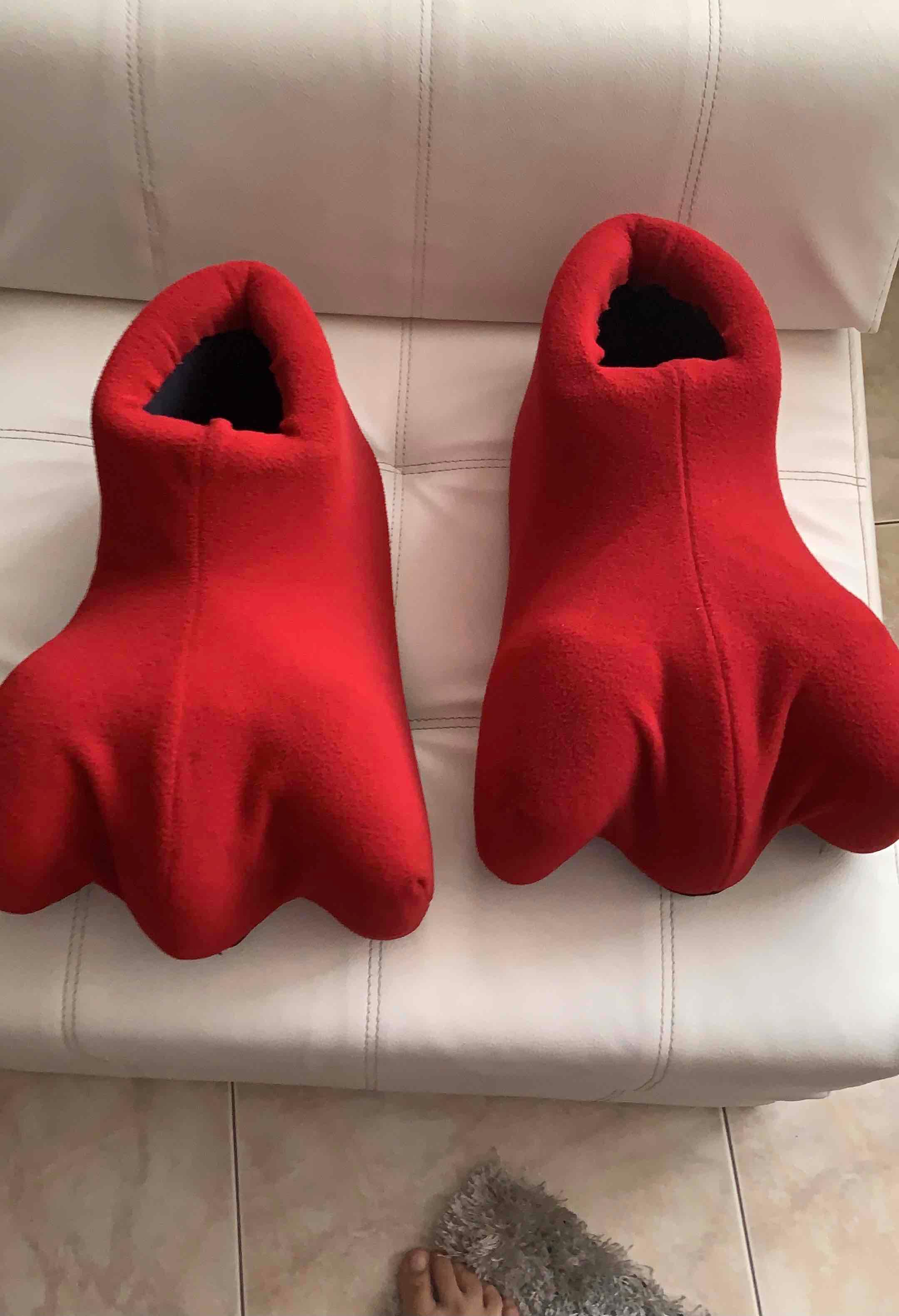 Disfraz de perro rojo corpóreo con cabeza y pies, foto 5 de 7