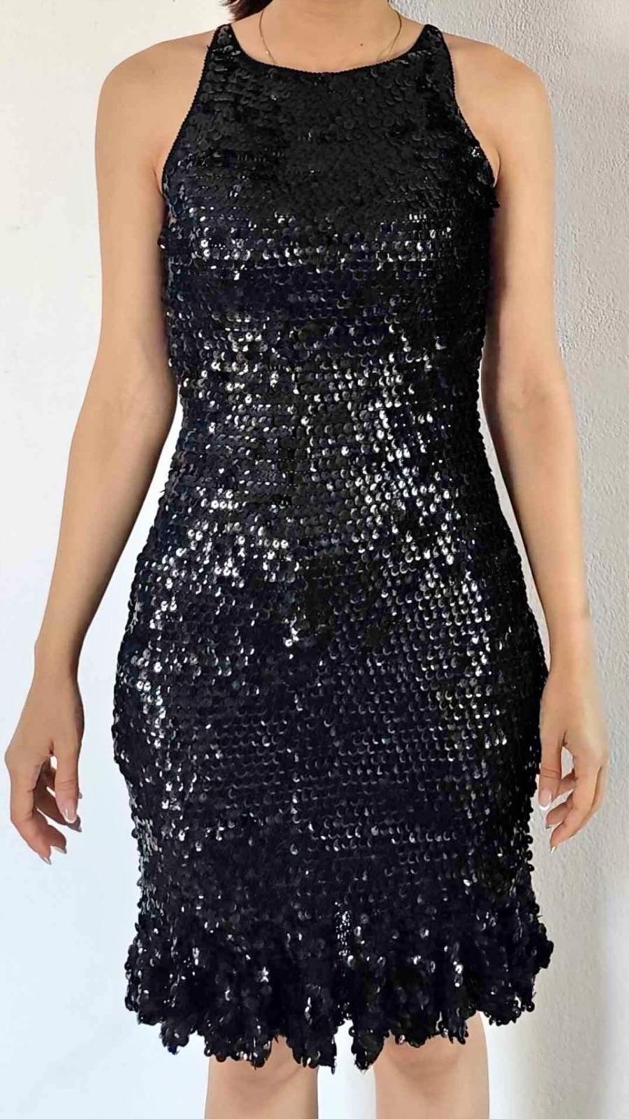 Vestido largo negro de lentejuelas, foto 5 de 5