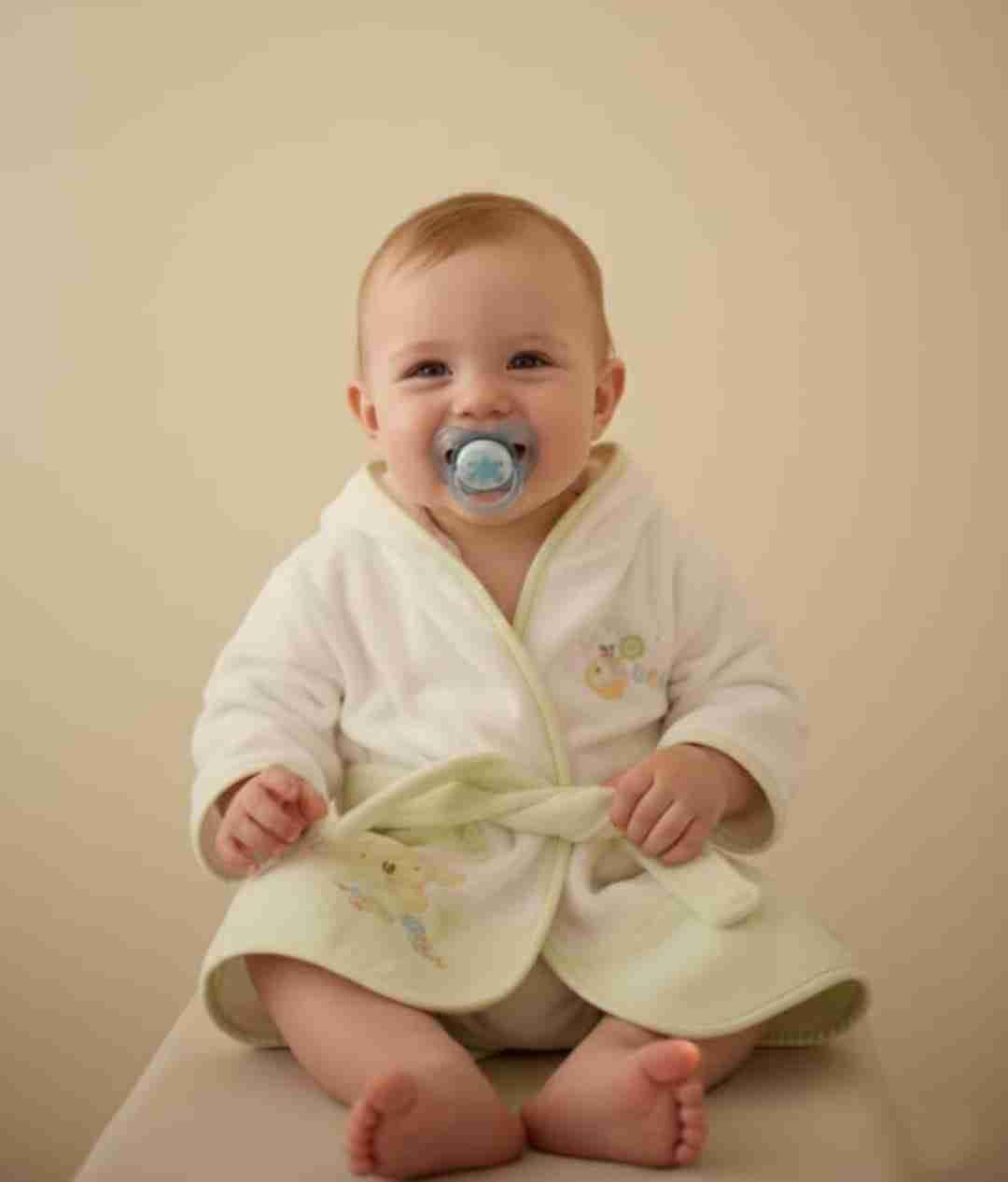 Bata de baño para bebé con capucha y aplique de oso, foto 4 de 6