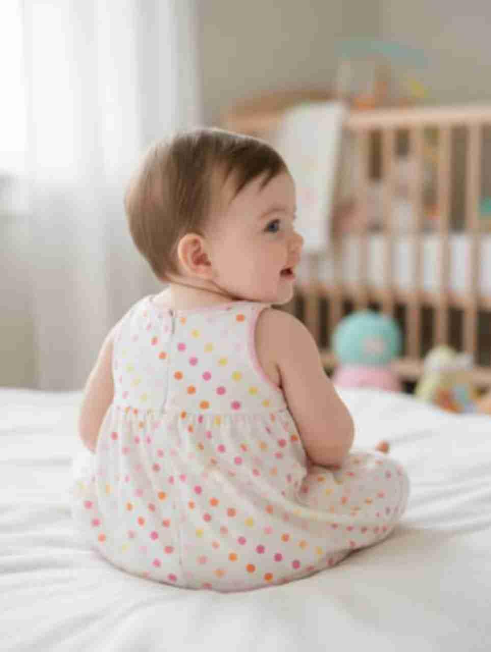 Vestido de bebe blanco con lunares de colores, foto 4 de 4