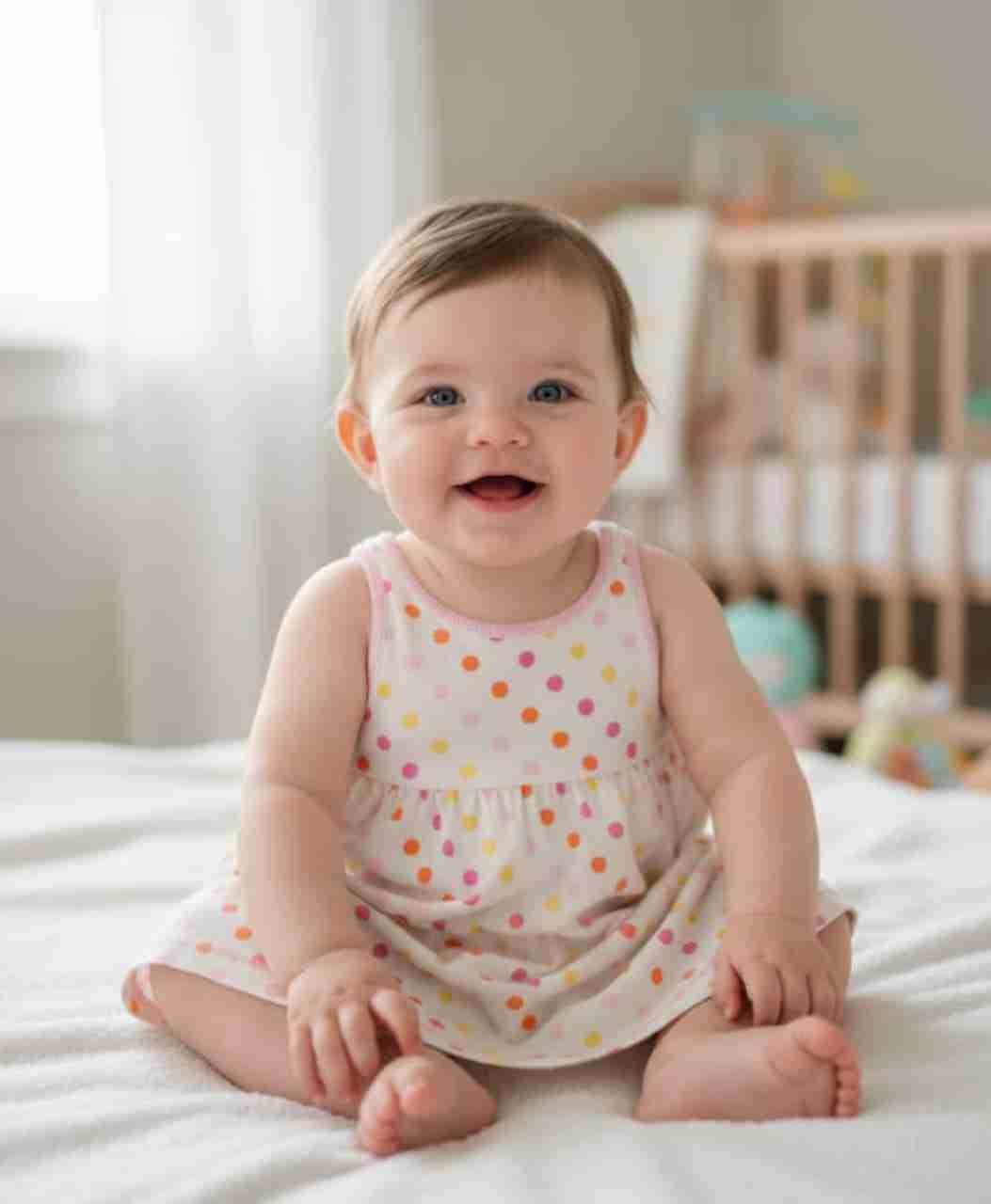 Vestido de bebe blanco con lunares de colores, foto 3 de 4