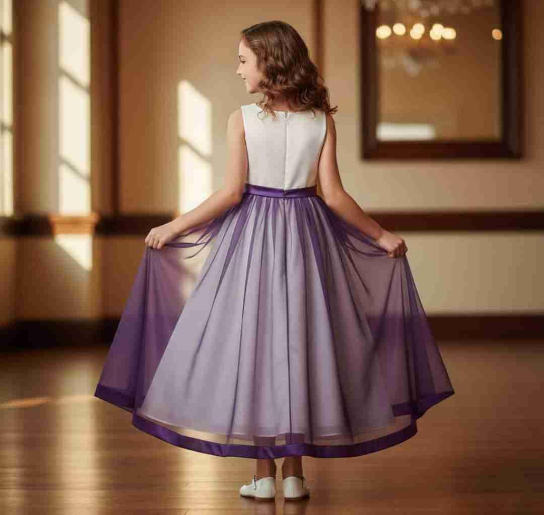 Vestido de fiesta blanco y lila, foto 4 de 4