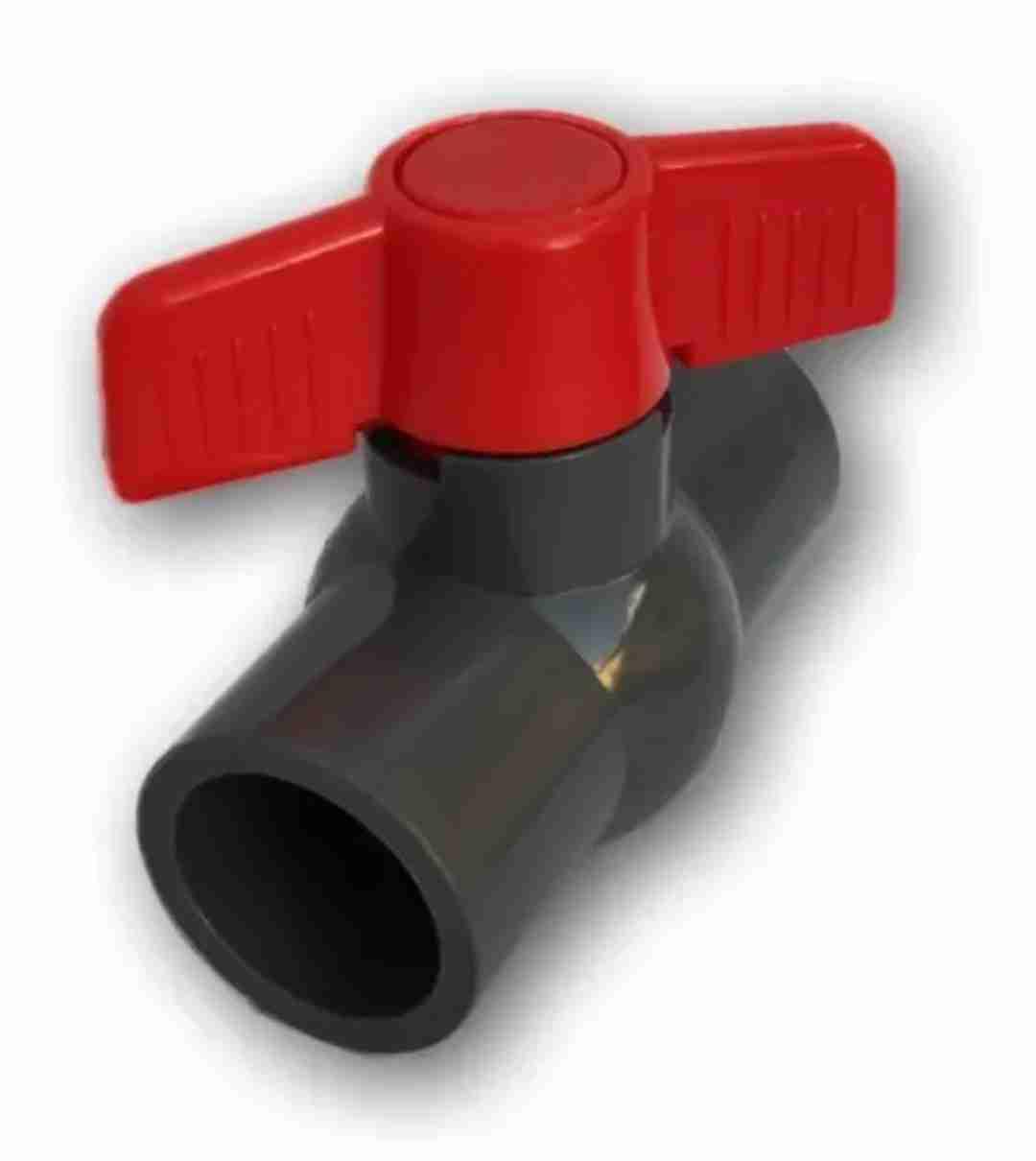 Válvula de esfera o llave de paso en PVC de 1/2". Lisa de pegar. Empaque de 50 unidades., foto 2 de 3