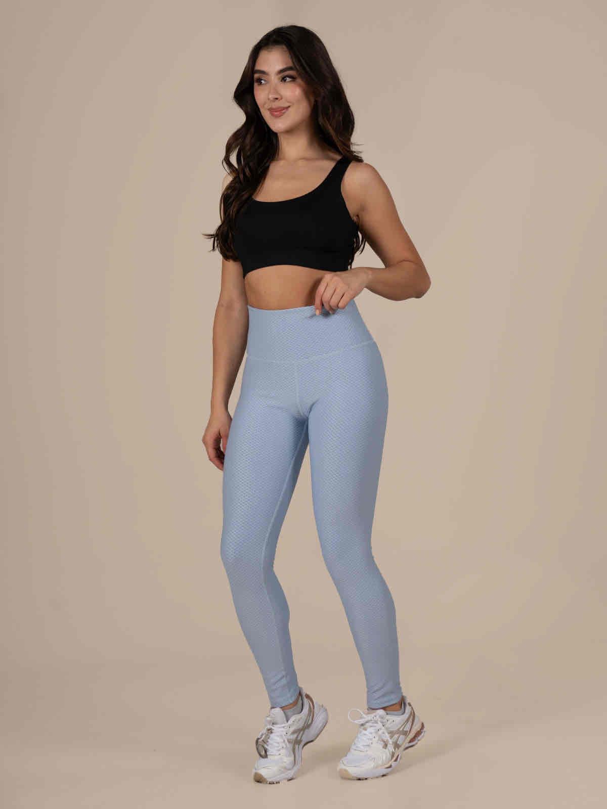 Leggings deportivos celestes texturizados, foto 2 de 3