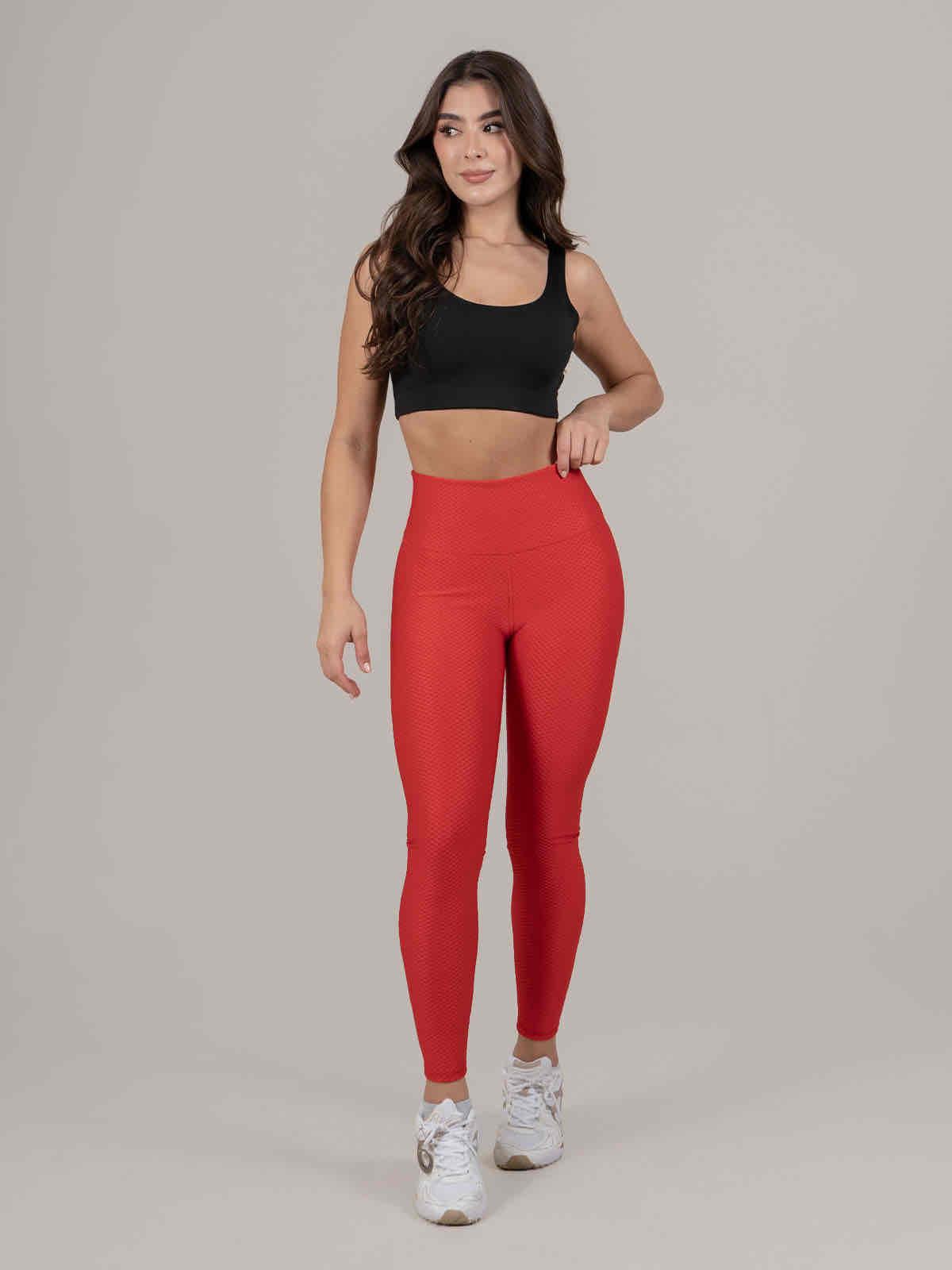 Leggings rojos de textura waffle, foto 2 de 2