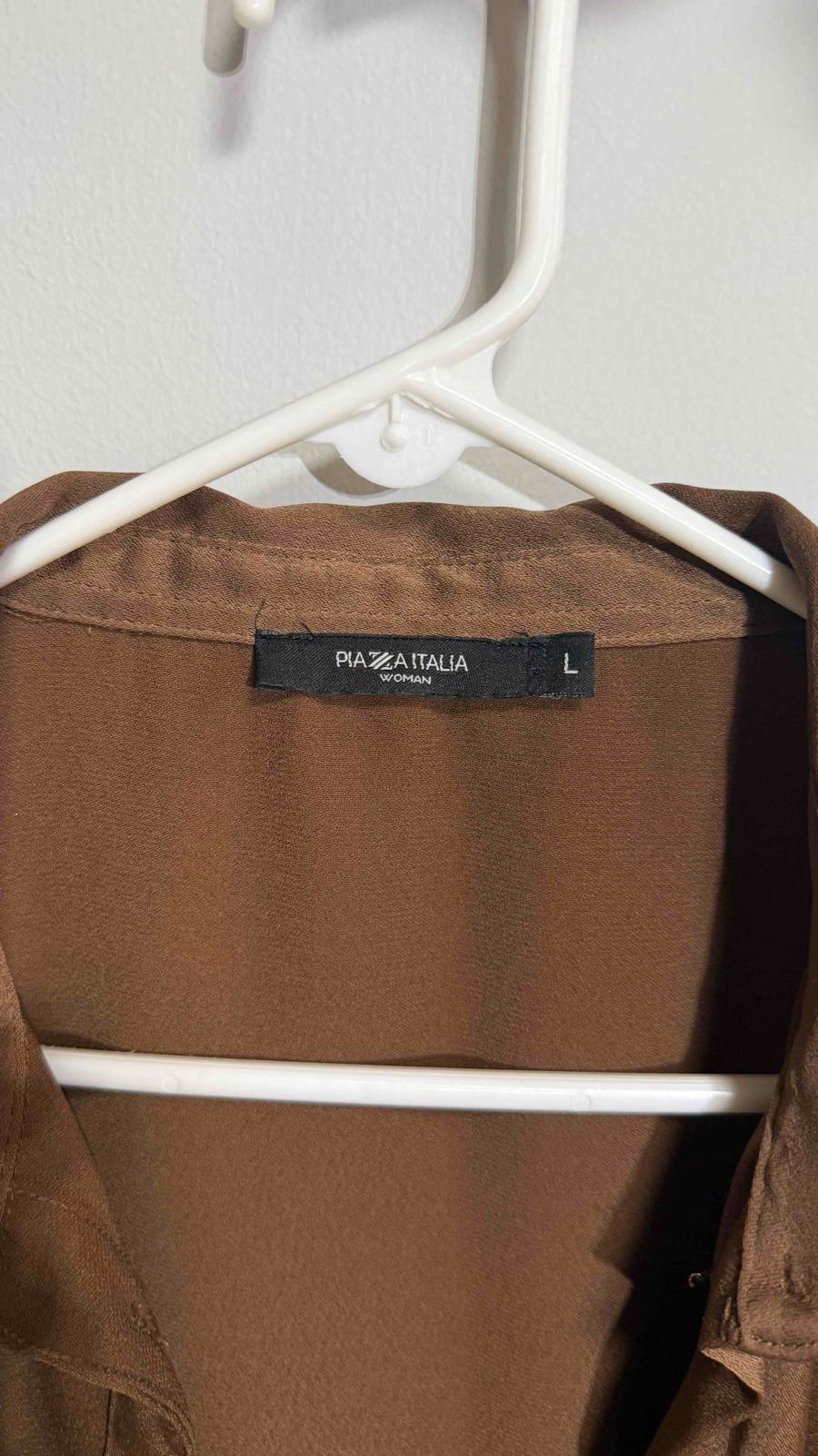 Camisa de mujer marrón talla L Piazza Italia, foto 2 de 2