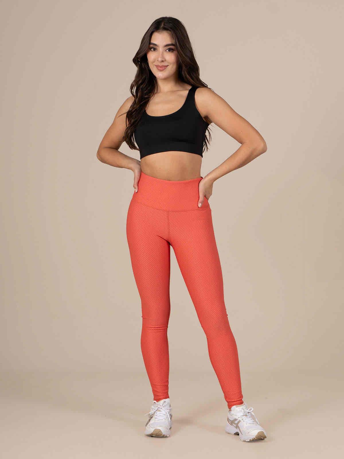 Leggings deportivos color naranja texturizado, foto 2 de 3