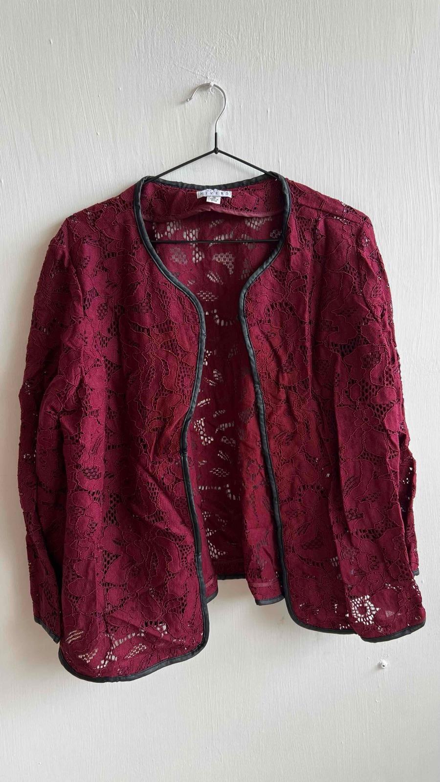 Chaqueta de encaje vino tinto de manga larga, foto 1 de 1
