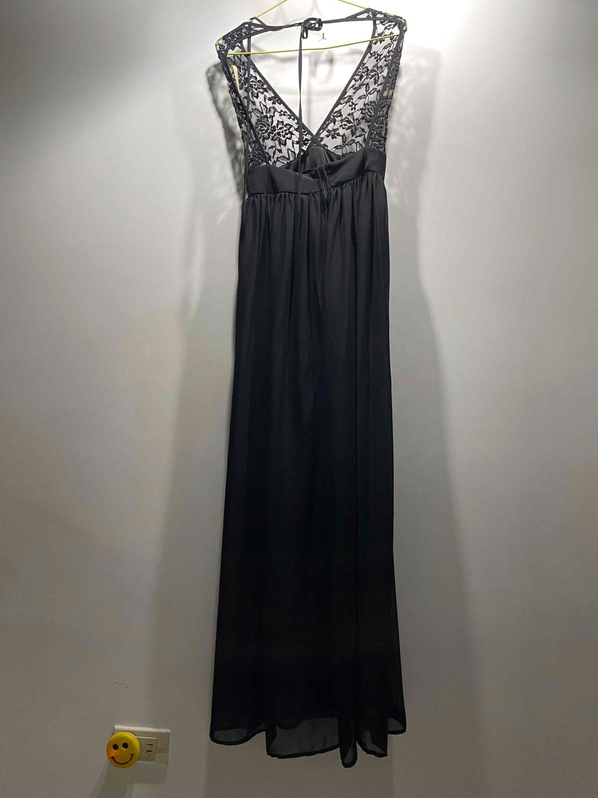 Vestido largo negro con encaje Alex Nava talla M, foto 3 de 7