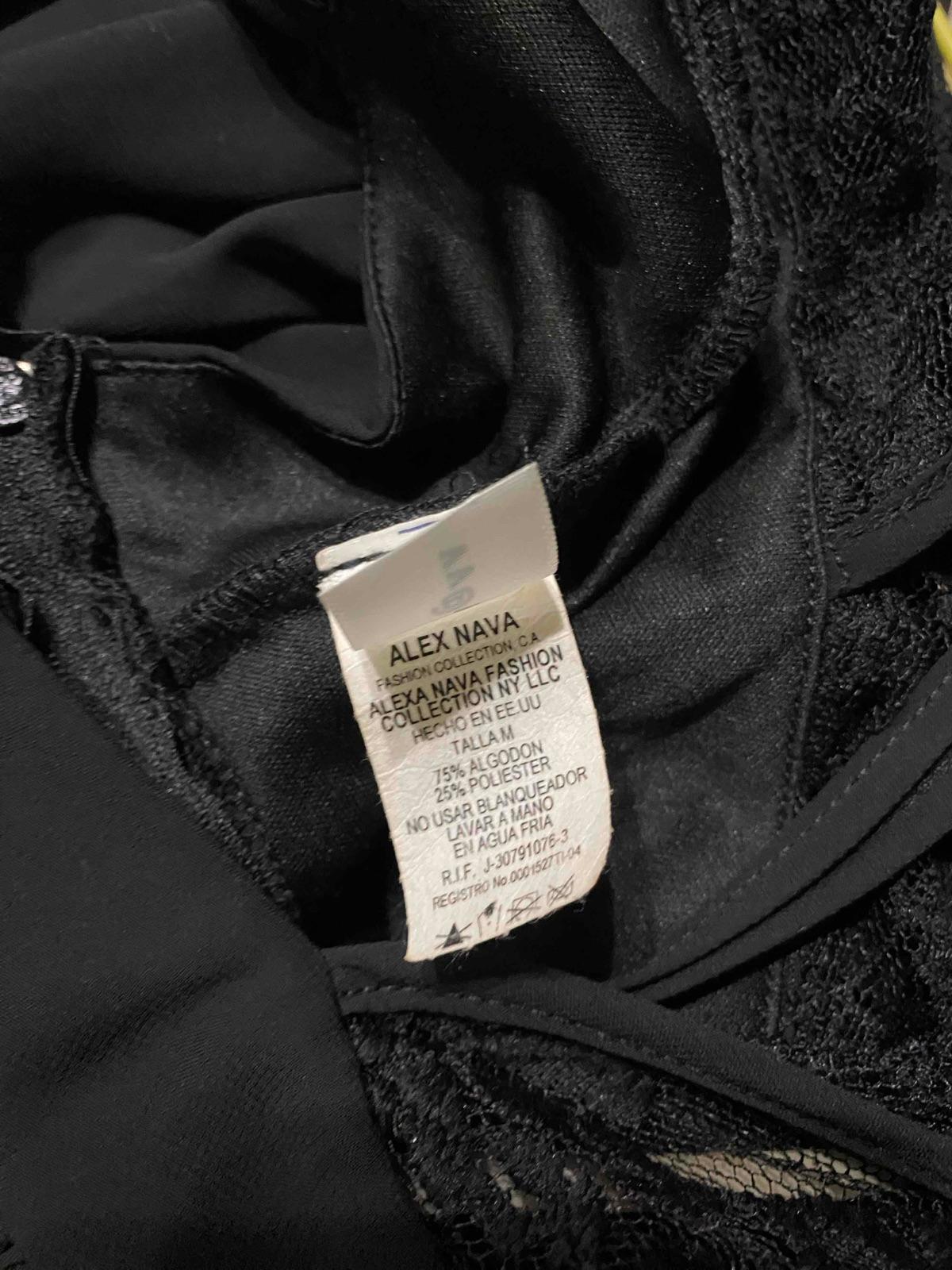 Vestido largo negro con encaje Alex Nava talla M, foto 5 de 7
