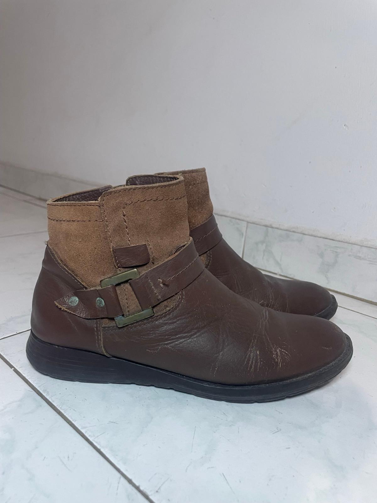 Botas de cuero marrón talla 37 con hebilla para mujer, foto 1 de 4