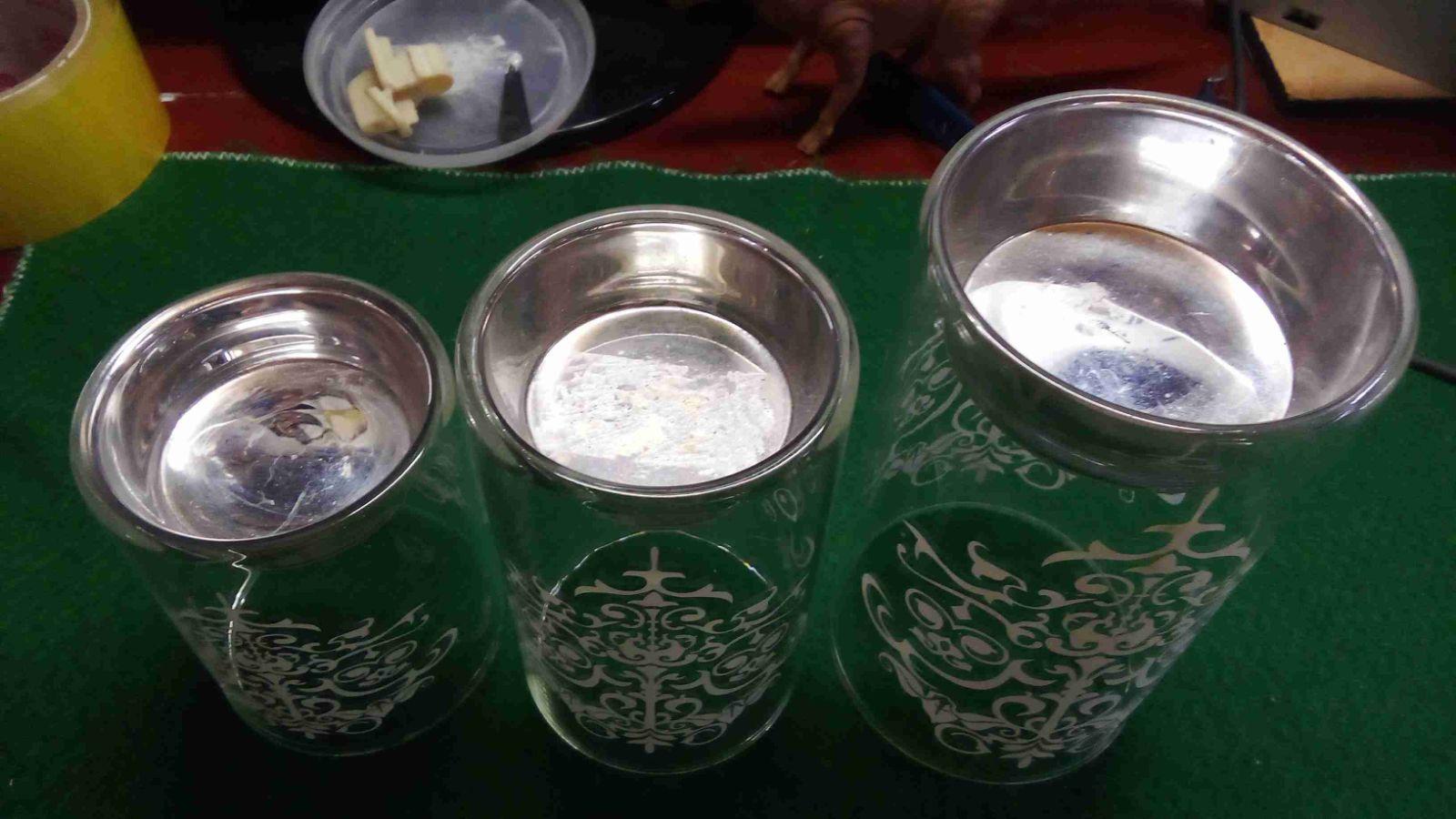 Set de Porta Velas en Vidrio con diseños en blanco, foto 3 de 3