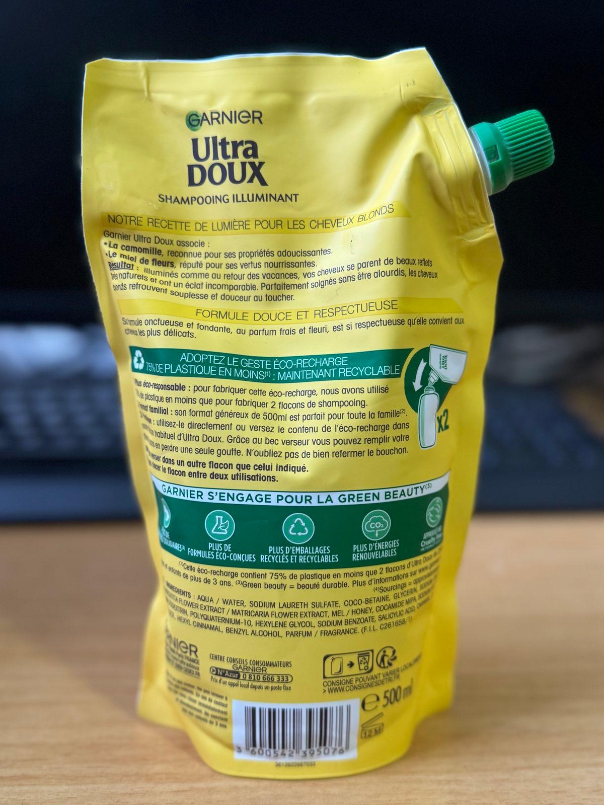 Garnier Ultra Suave Shampoo Iluminador Camomila 500ml, foto 2 de 2