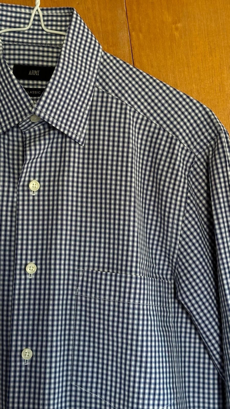 Camisa de vestir Armi azul a cuadros manga larga, foto 3 de 4