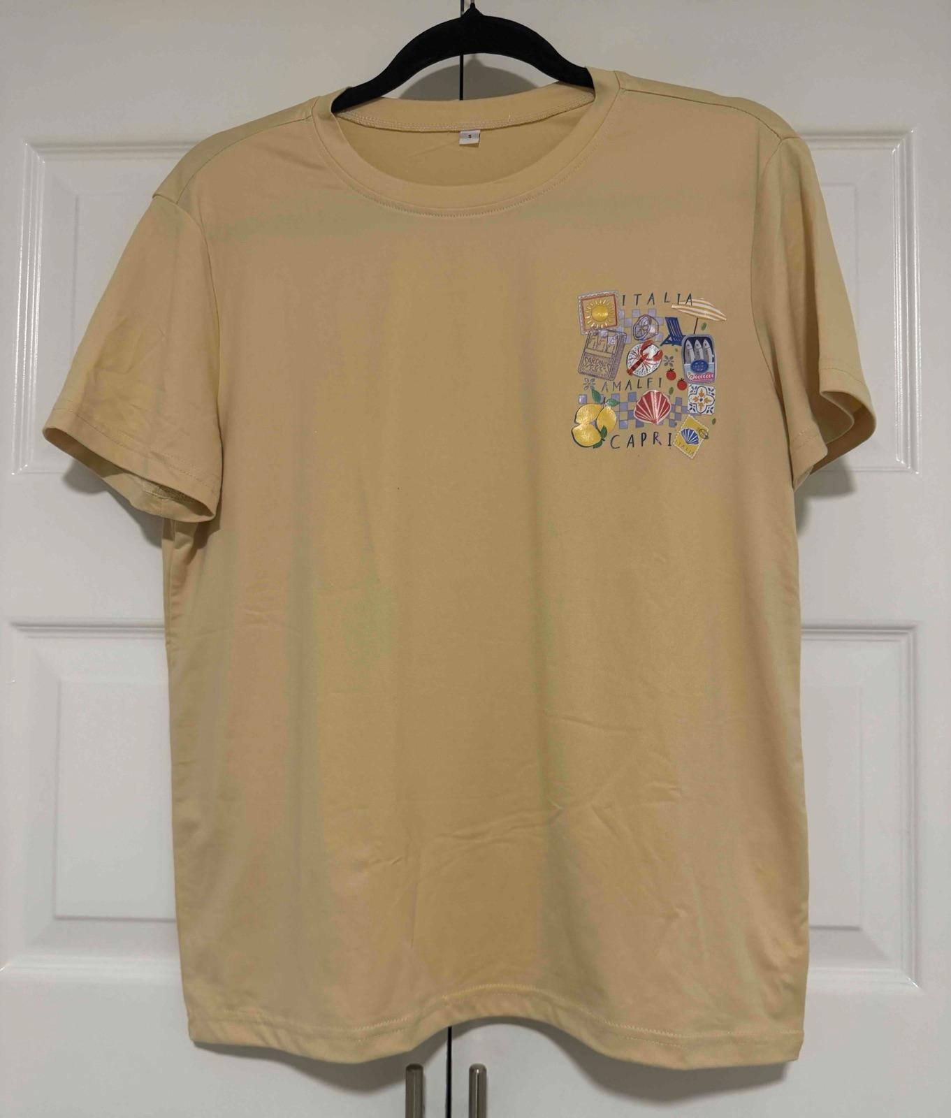 Camisa de manga corta color beige con estampado de Italia, foto 2 de 3