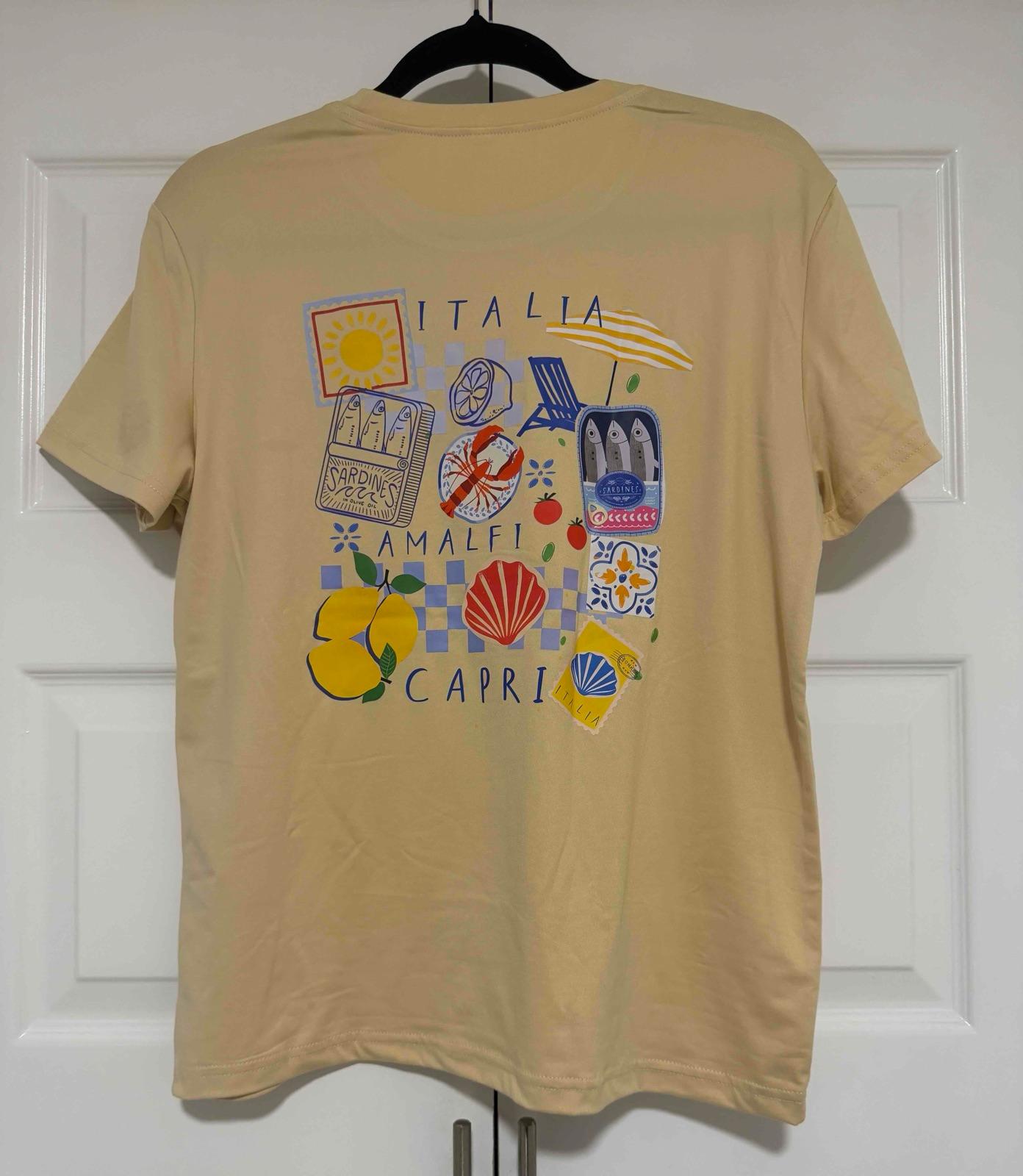 Camisa de manga corta color beige con estampado de Italia, foto 1 de 3
