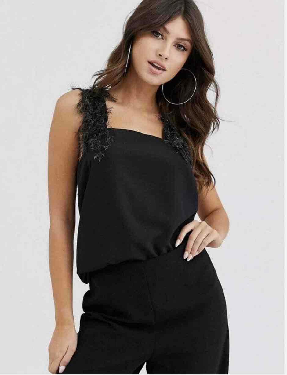 Top negro plumas ASOS nueva, foto 3 de 6