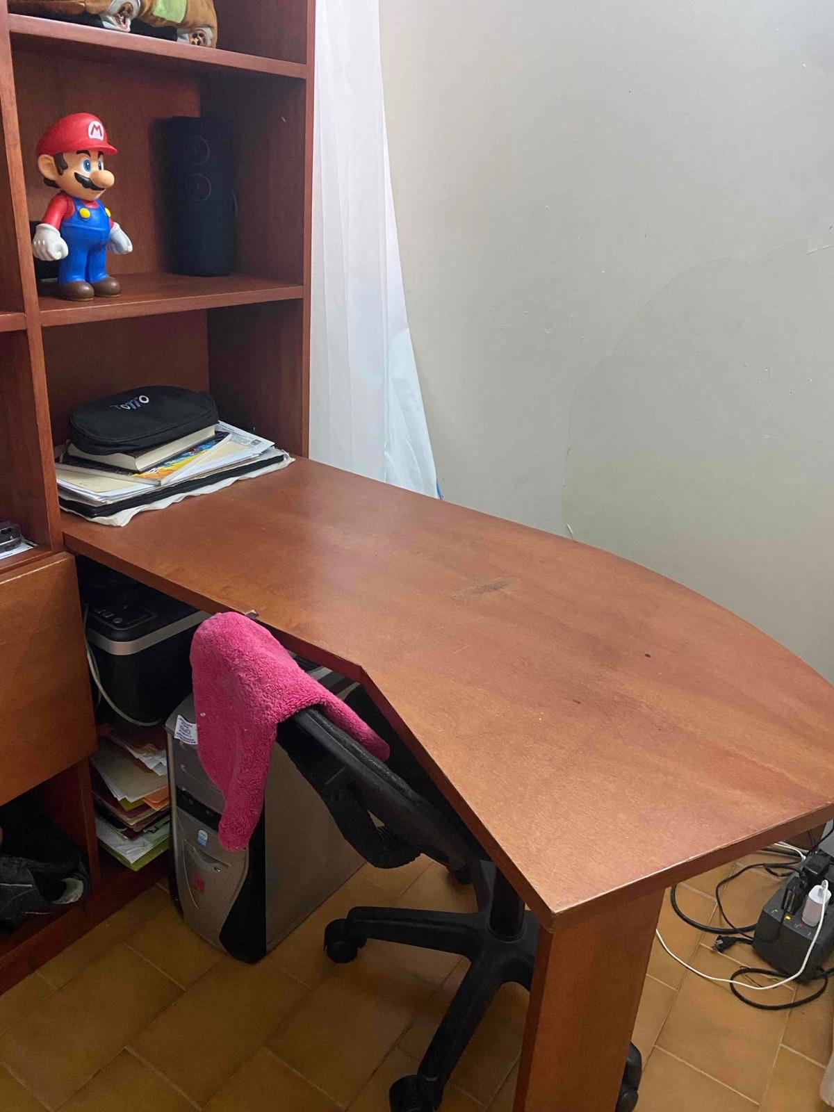 Cama individual de madera con nido y juego de biblioteca con escritorio, foto 3 de 7