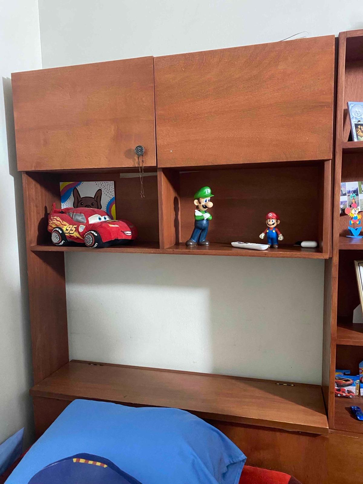 Cama individual de madera con nido y juego de biblioteca con escritorio, foto 5 de 7