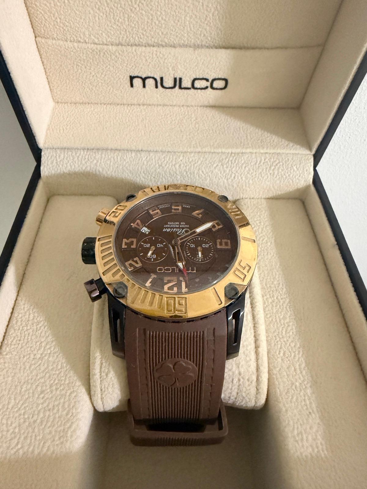 Reloj Mulco marrón y dorado con caja, foto 2 de 3