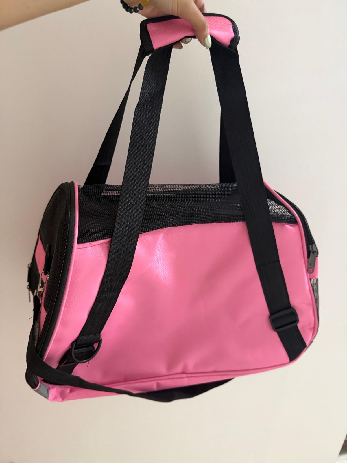 Bolso de transporte para mascotas rosa y negro, foto 2 de 2