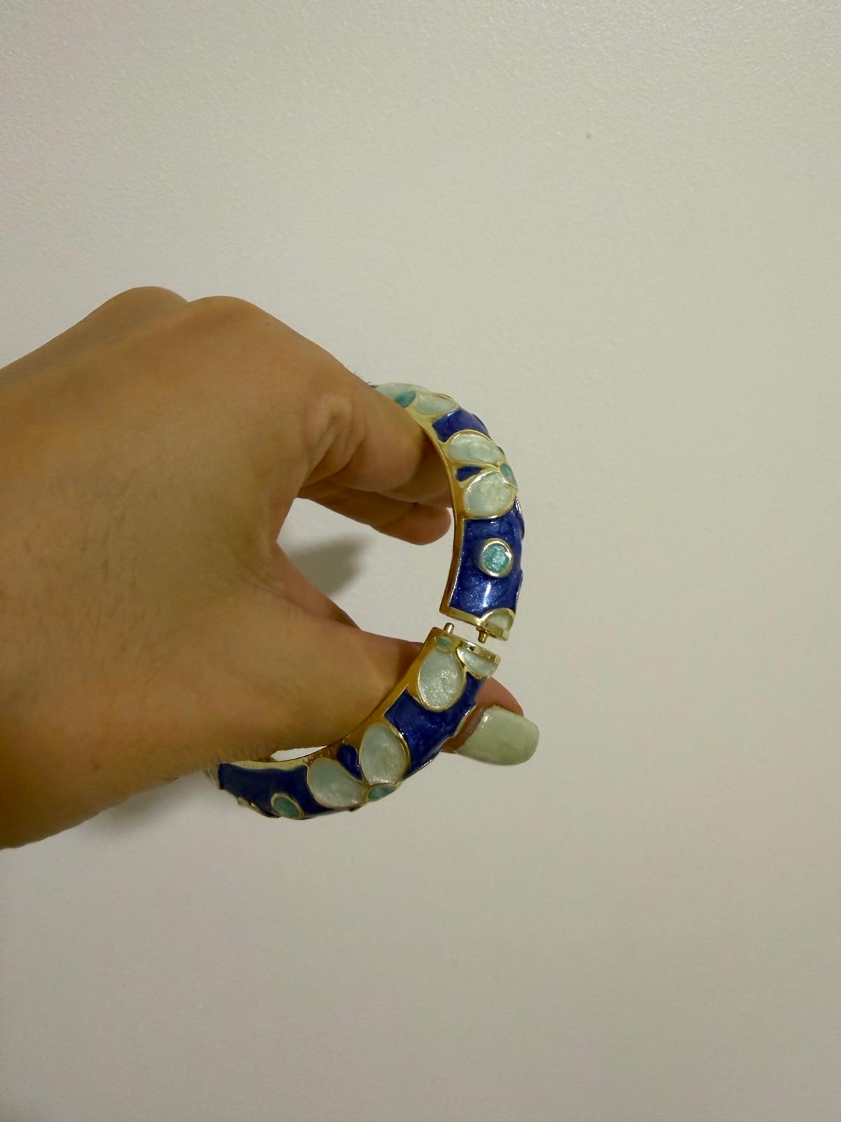 Brazalete esmaltado azul y verde, foto 2 de 3