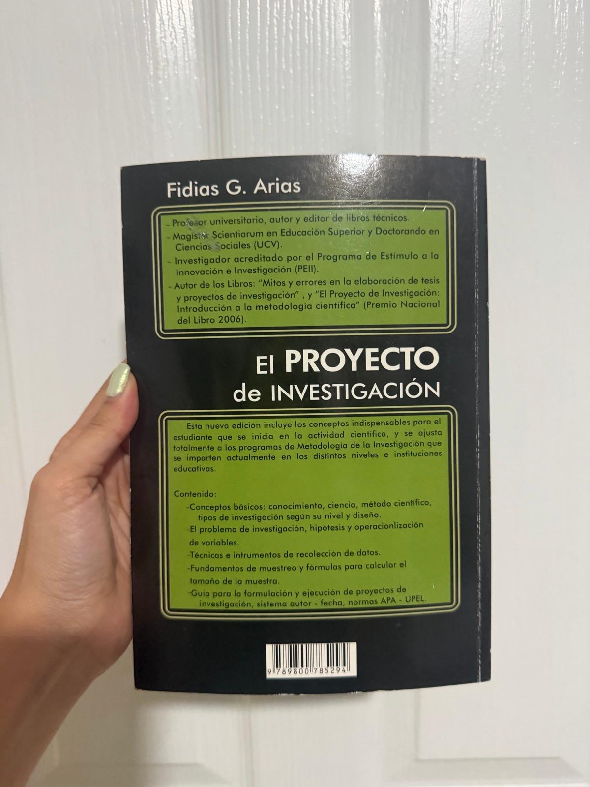 Libro El Proyecto de Investigación Fidias G. Arias, foto 2 de 2