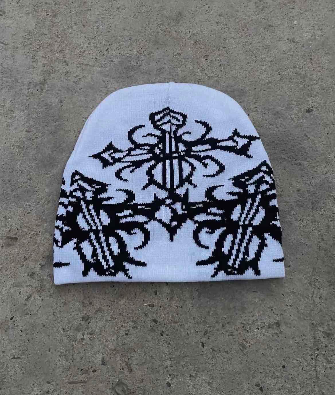 Gorro tejido blanco y negro, foto 1 de 1