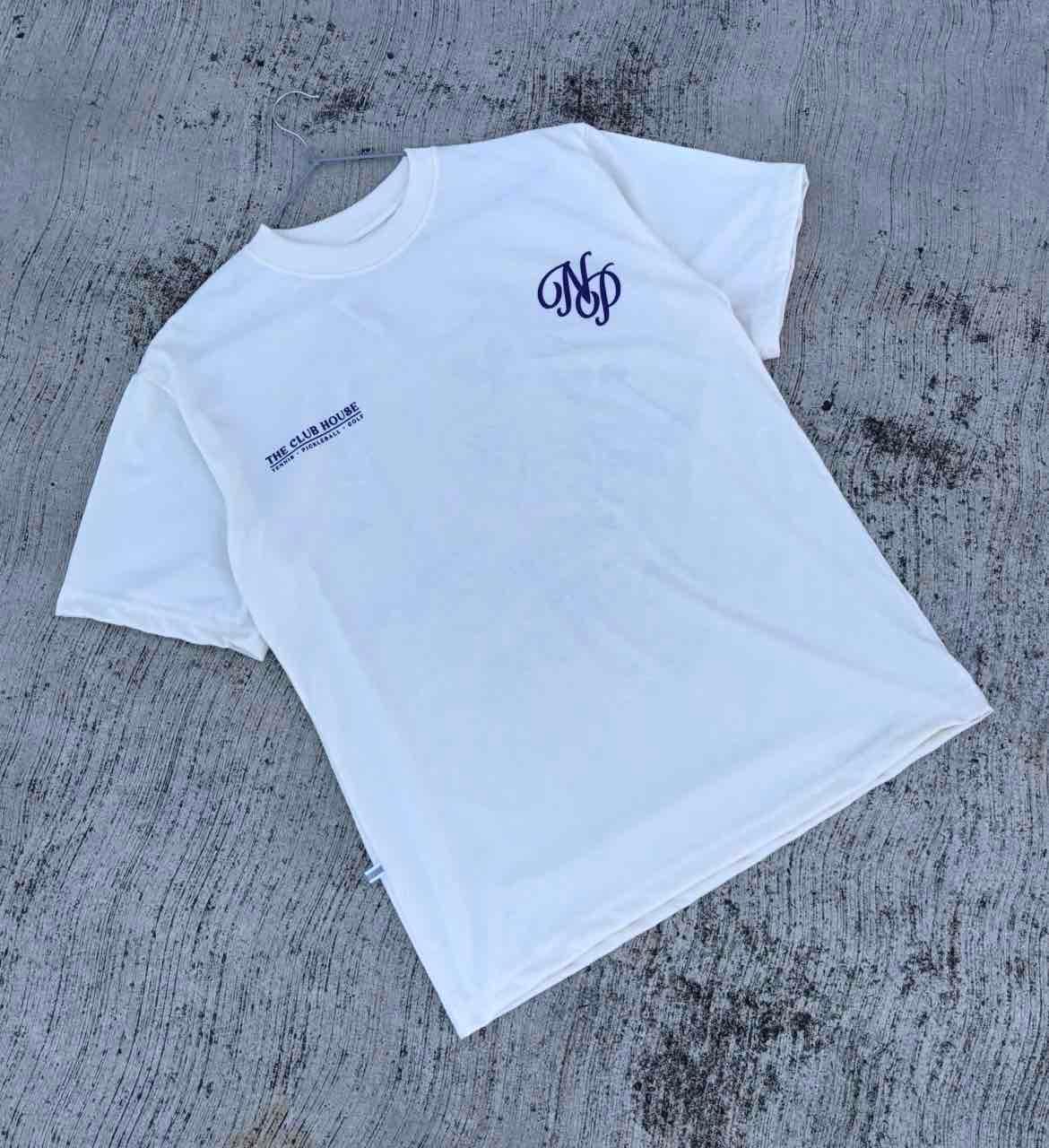 Camisa Blanca de Manga Corta con Estampado Azul, foto 1 de 1