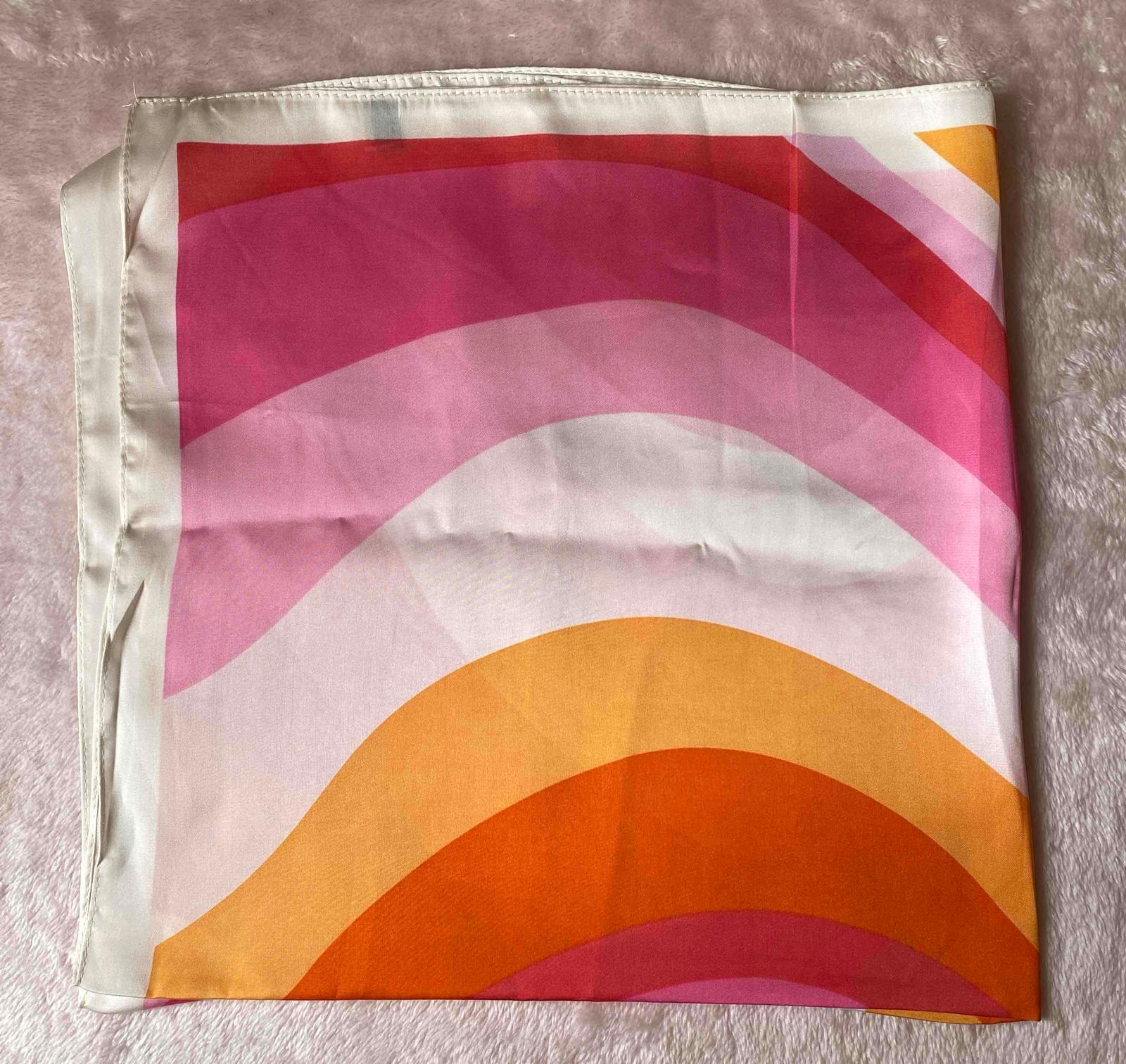 Pañuelo de seda estampado rosa y naranja, foto 3 de 3