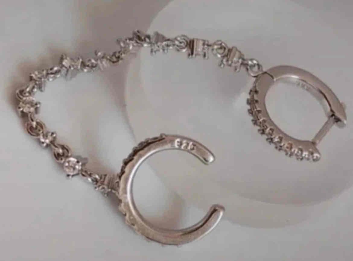 Argolla c/ cadena y earcuff en plata, foto 2 de 4