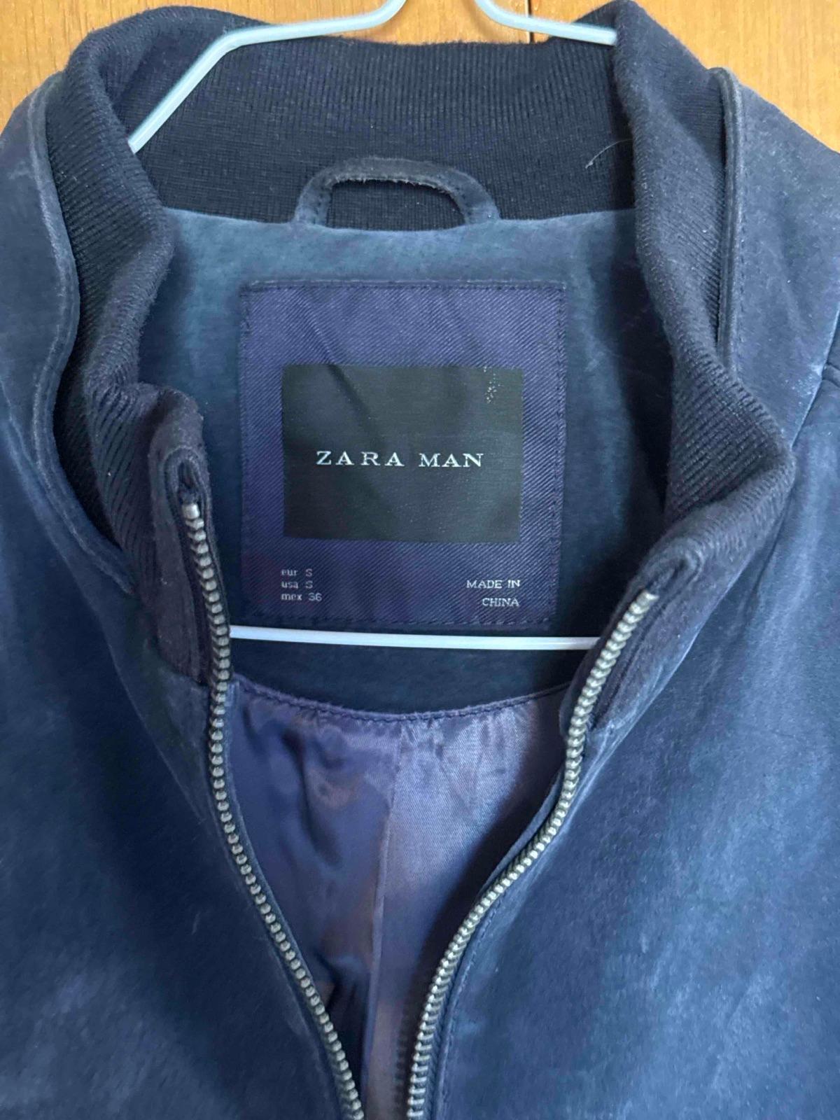 Chaqueta de piel Zara Man Azul Oscuro S, foto 2 de 3
