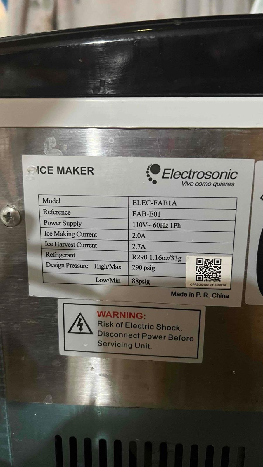 Fabricador de hielo Electrosonic acero inoxidable, foto 2 de 3
