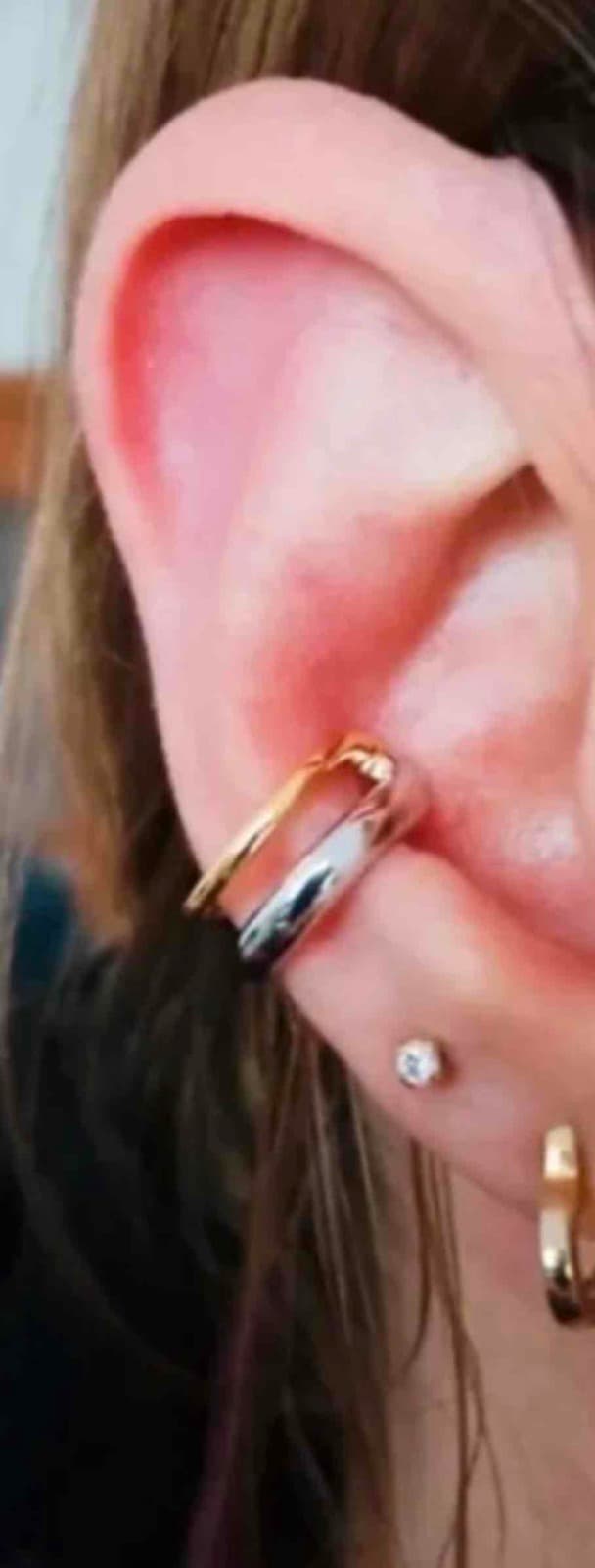 Earcuff en Plata 925 bicolor dorado y plateado, foto 5 de 5