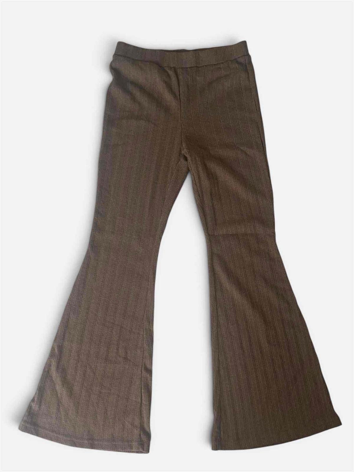 Conjunto de blusa manga larga y pantalón bota ancha, marrón,texturizado, foto 3 de 3