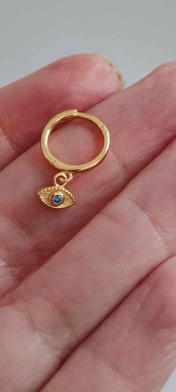 Argollas plata 925 con dije de ojo turco, foto 4 de 5